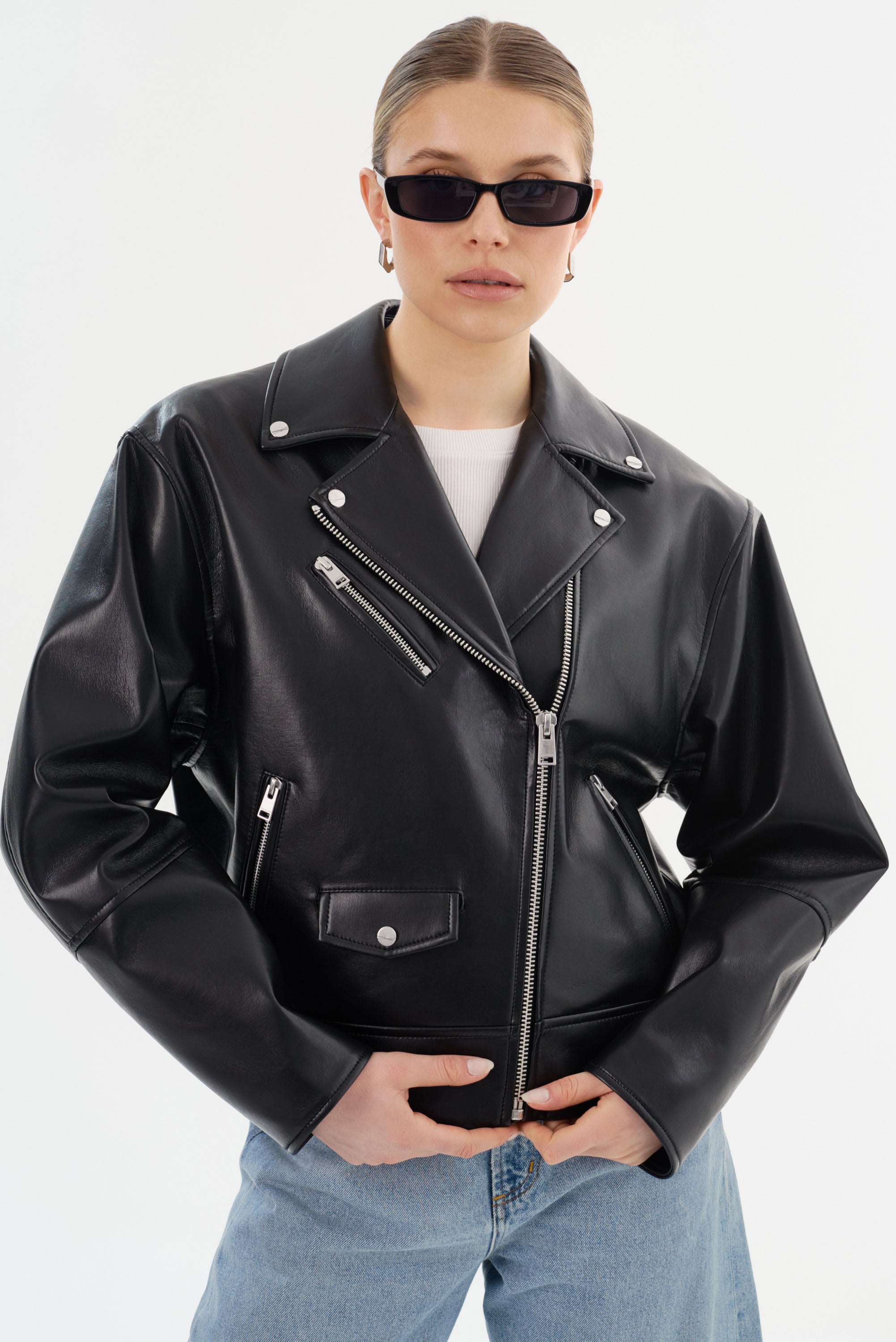 ANDRADE Recycled Leather Biker Jacket – LAMARQUE