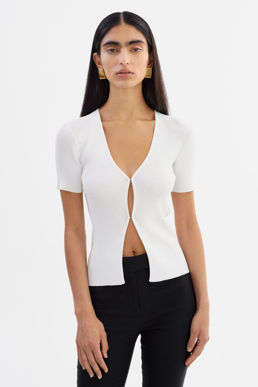 AURELIE | Rib Knit Short Sleeve Top
