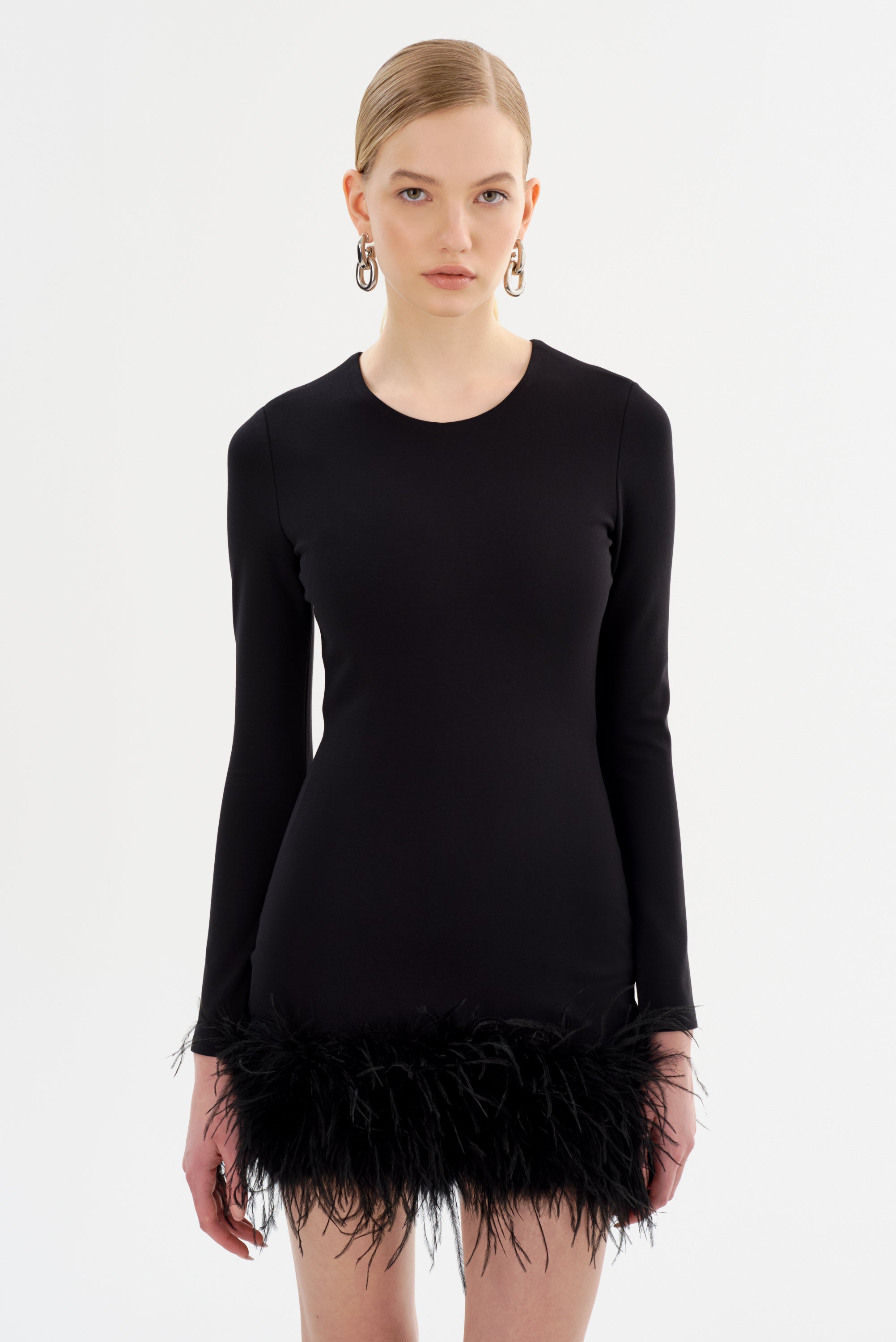 LAMARQUE Bahira Ostrich Feather Mini Dress - Black LAMARQUE Bahira Ostrich Feather Mini Dress - Black