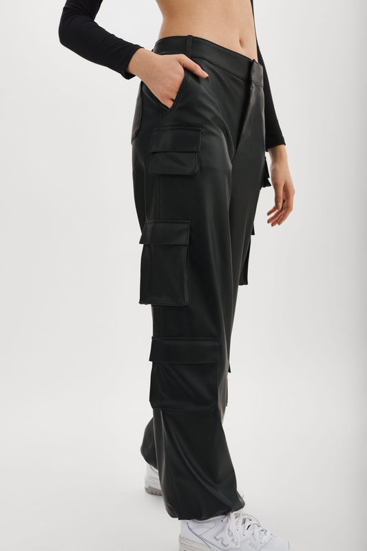 BOBBI | Faux Leather Cargo Pants