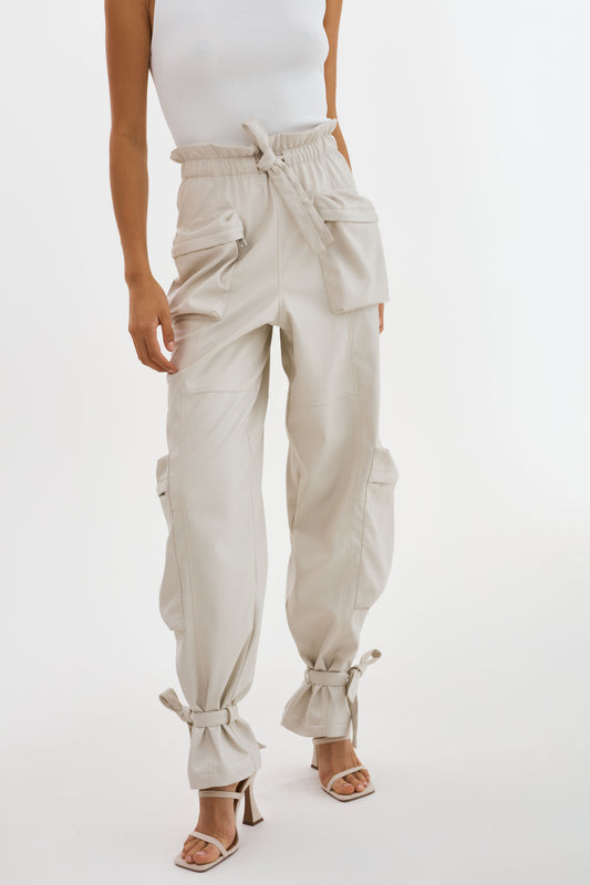 BRAXTON | Faux Leather Cargo Pants