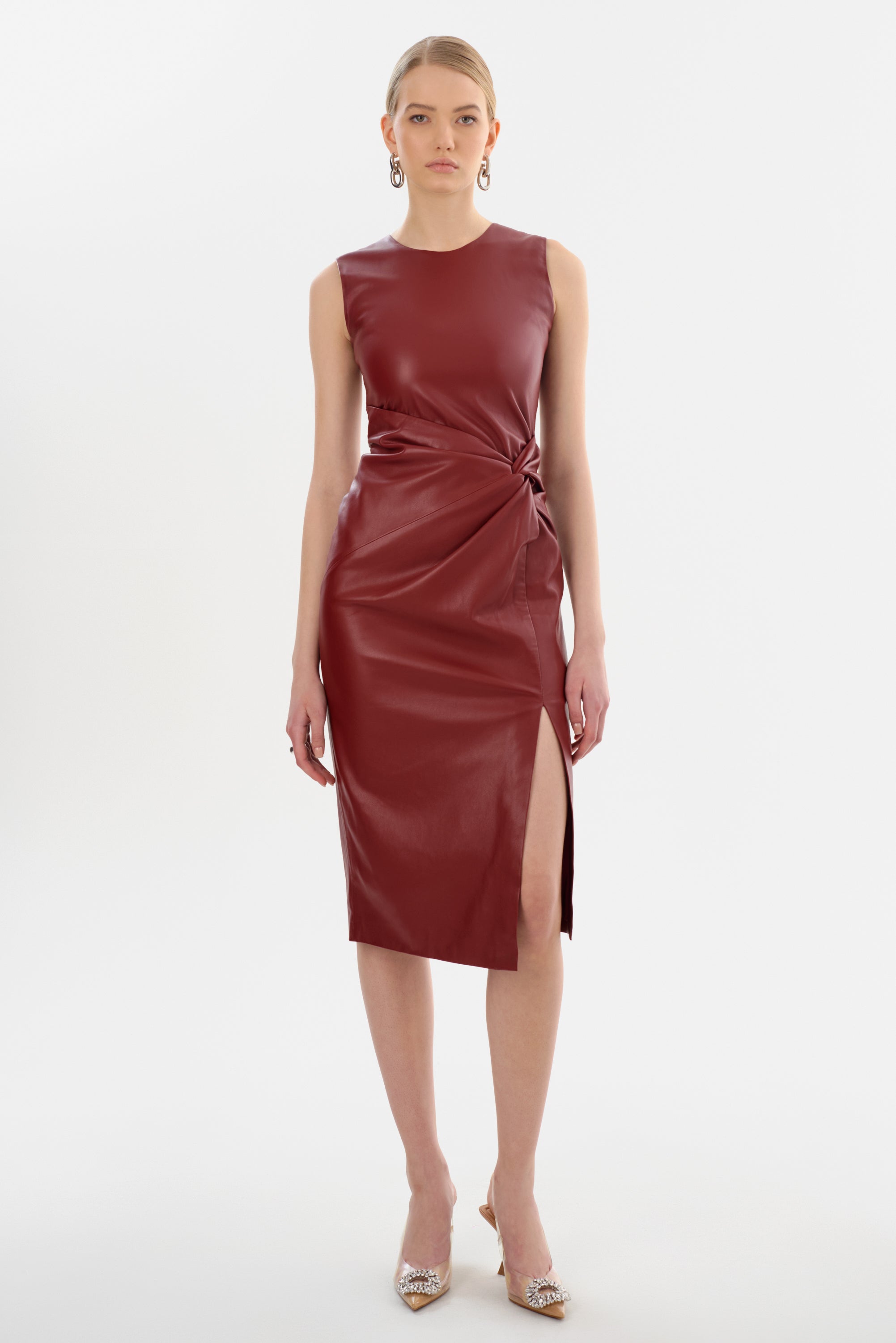 slim fit dress slacks Lamarque Women's Brett Faux Leather Dress - Red - Size XXS slim fit dress slacks Lamarque Women's Brett Faux Leather Dress - Red - Size XXS
