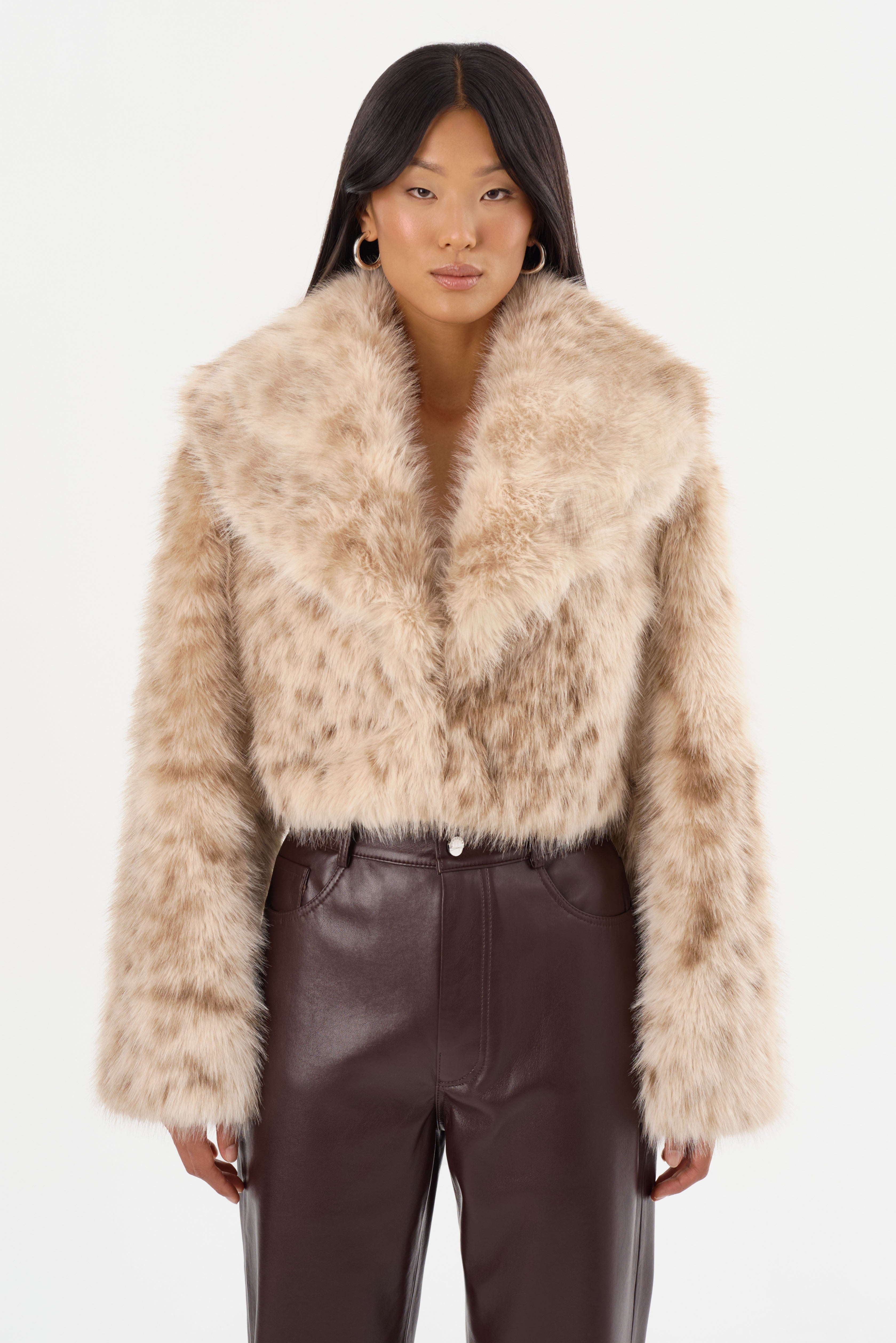 DANIKA LEO Faux Fur Crop Jacket