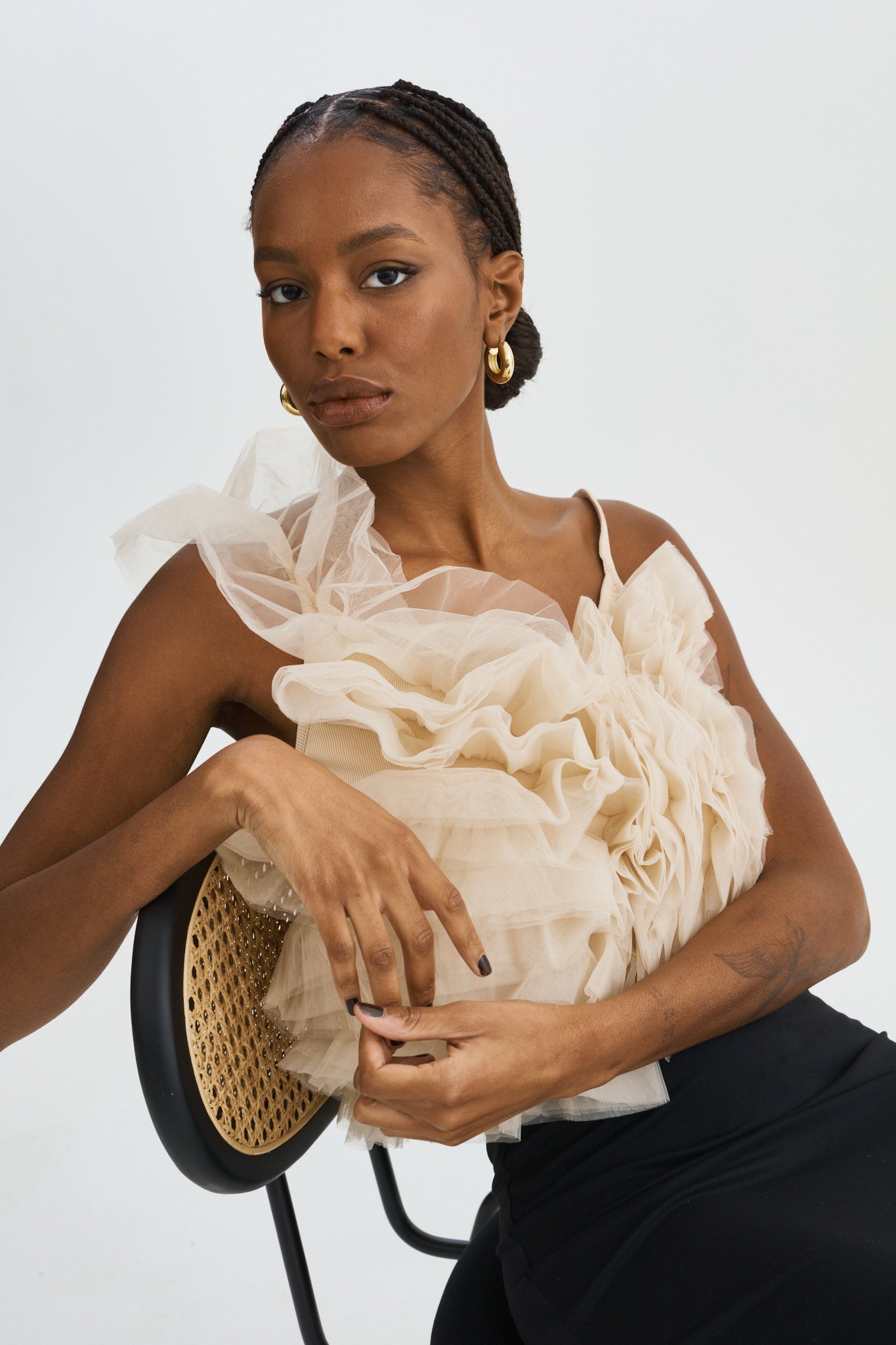 Ruffle deals tulle top