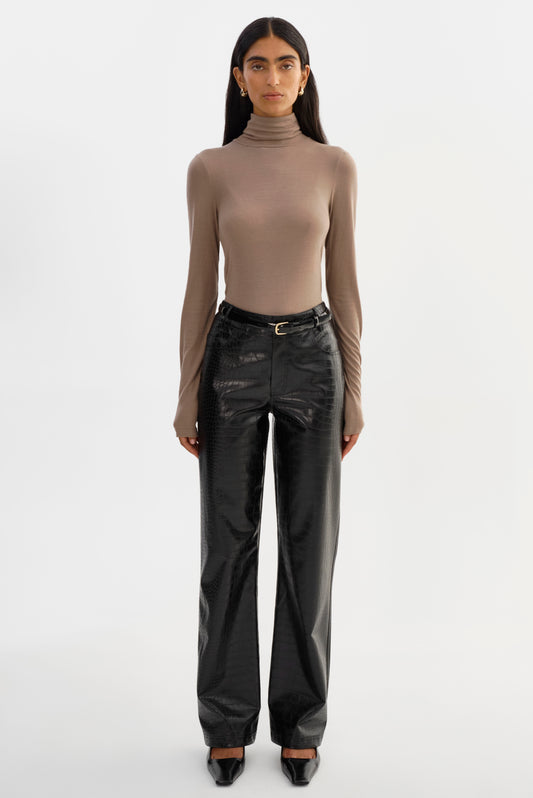 FREJA | Faux Leather Croco Pants