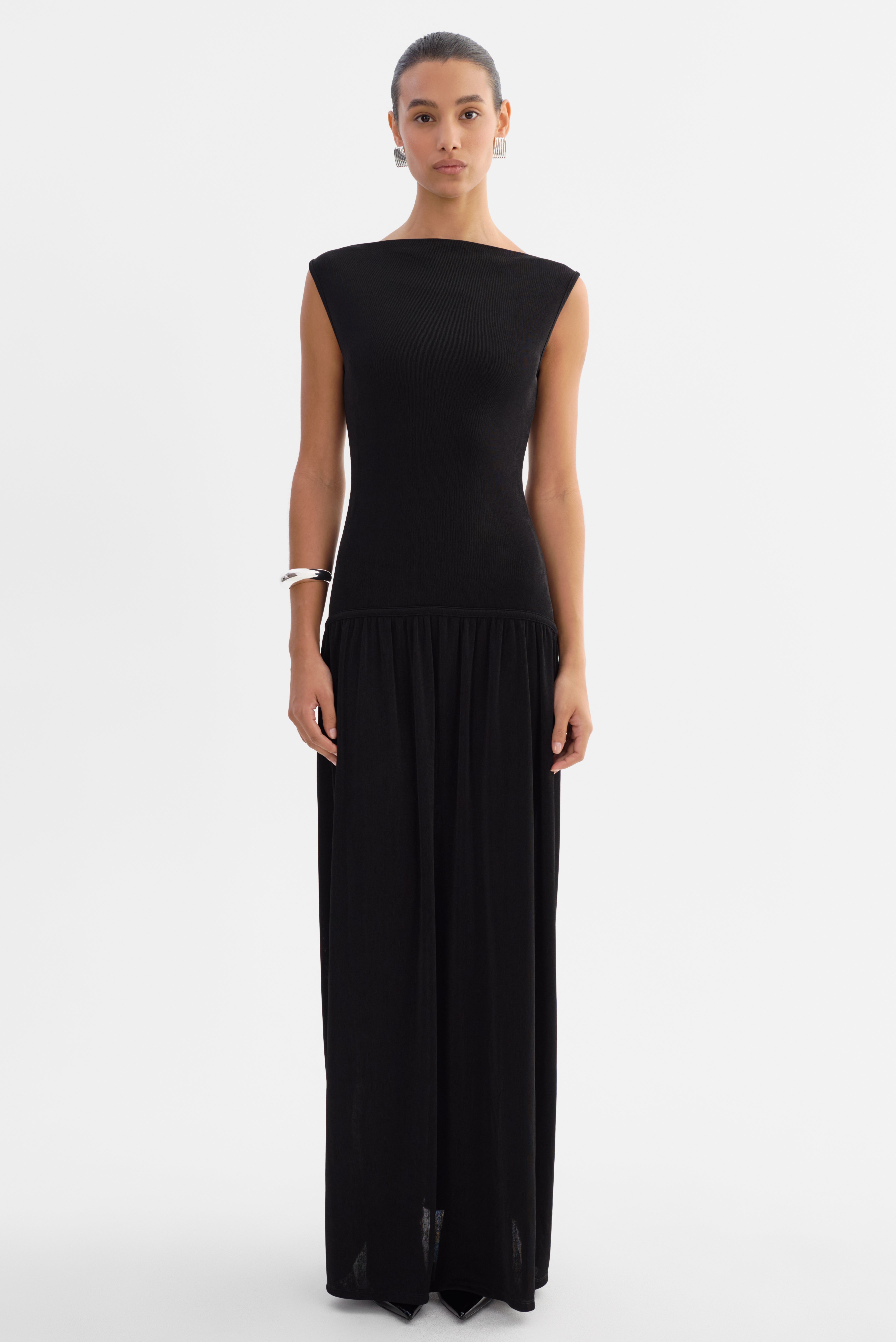 knit drop waist maxi dress Express Women's V-Neck Ruched Drop Waist Knit Maxi Dress With Pockets in Orange XS