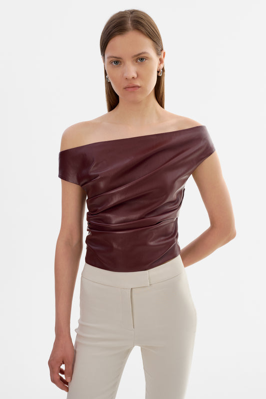 INES | Off Shoulder Faux Leather Top