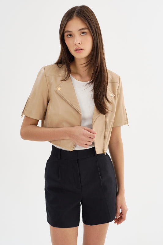 KIRSI GOLD | Cropped Biker Jacket