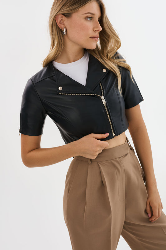 KIRSI CH | Cropped Biker Jacket
