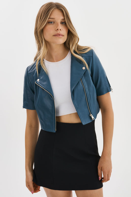 KIRSI CH | Cropped Biker Jacket