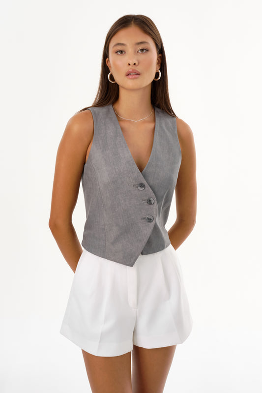NAIARA | Leather Asymmetric Vest