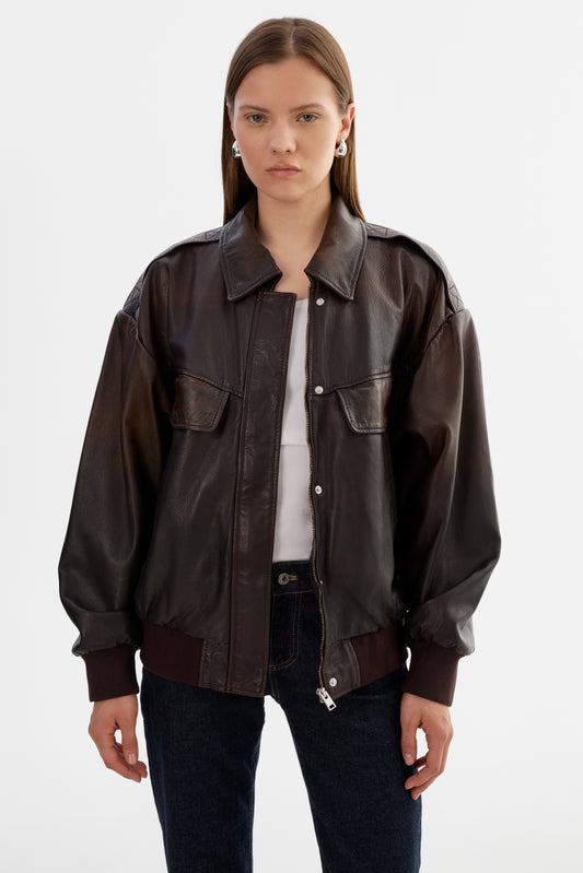 TREVANNA | Leather Bomber Jacket