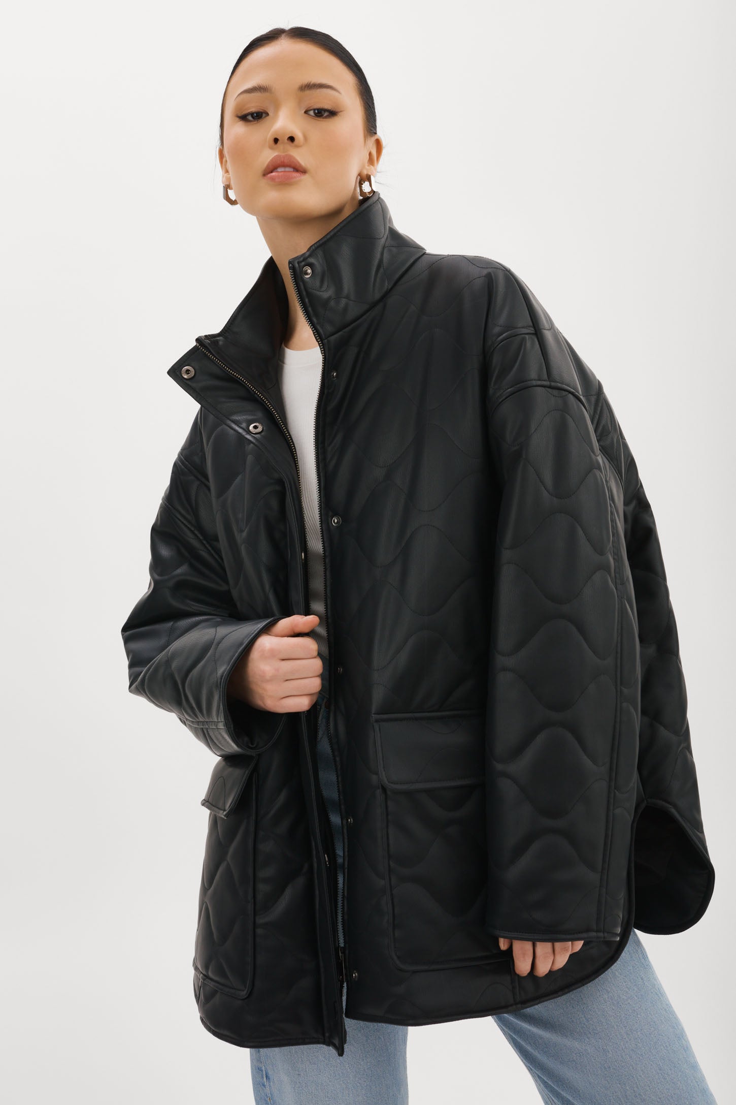 VERINA  Faux Leather Quilted Coat – LAMARQUE