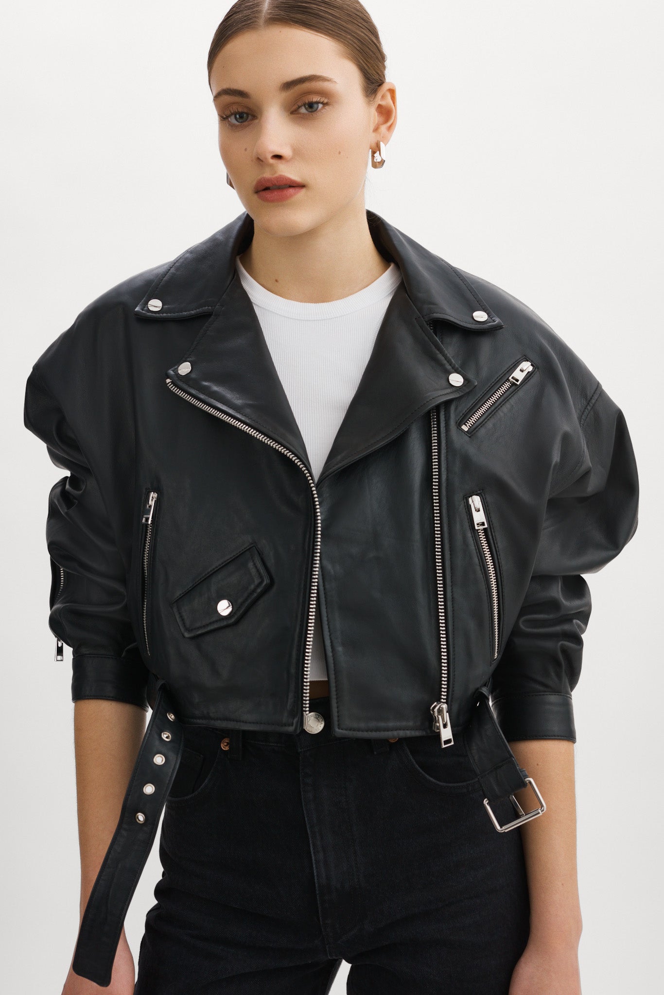 Lamarque Dylan | 80's Leather Biker Jacket, Black / L