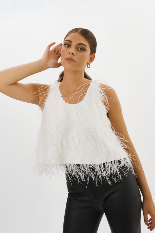 ABRIELLE | Ostrich Feather Top