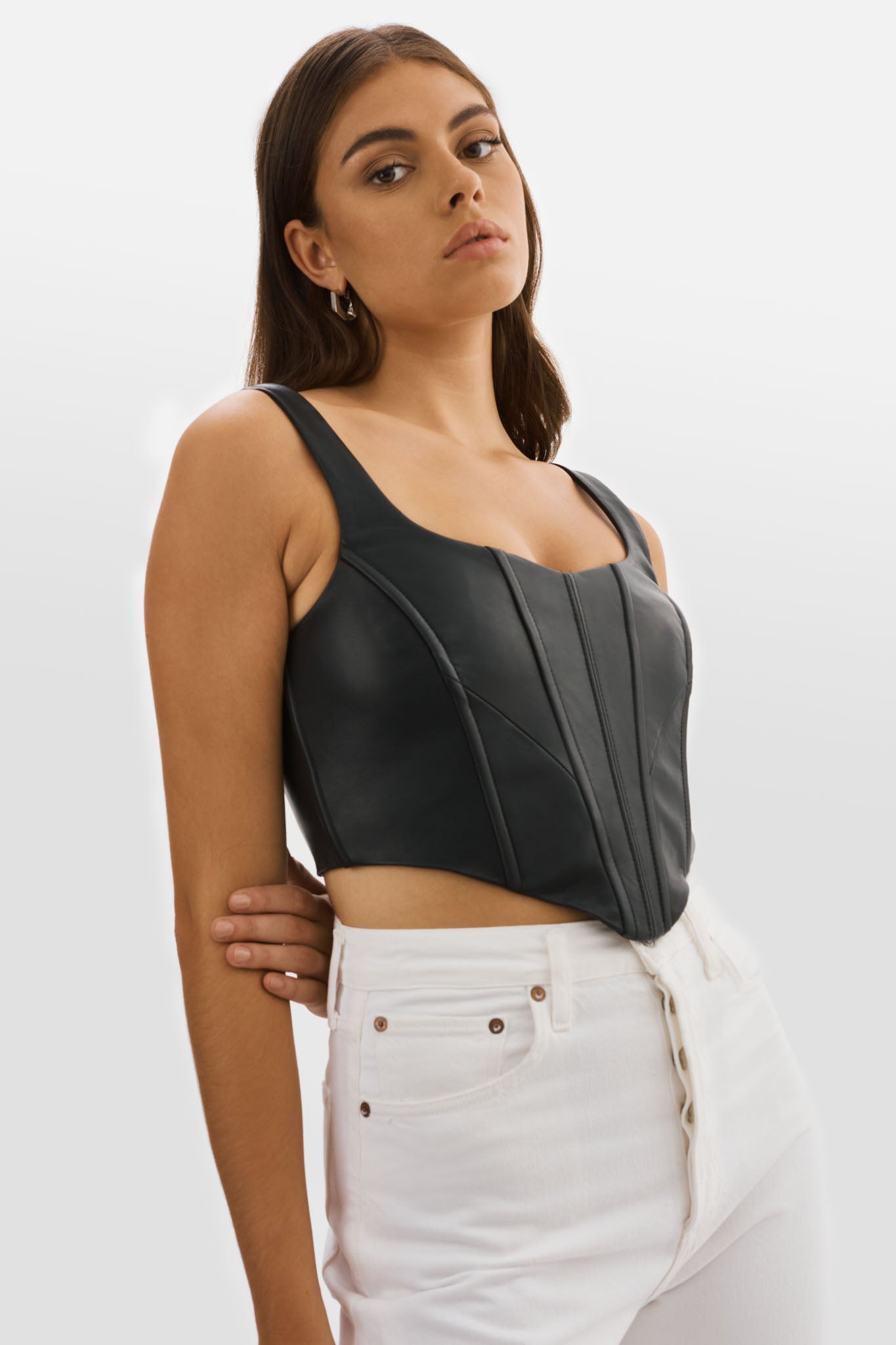 TABIA | Leather Corset Top - Black / XS