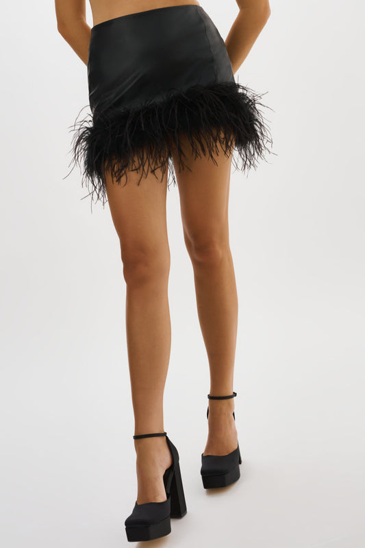 MAGNOLIA | Feather Trim Mini Skirt