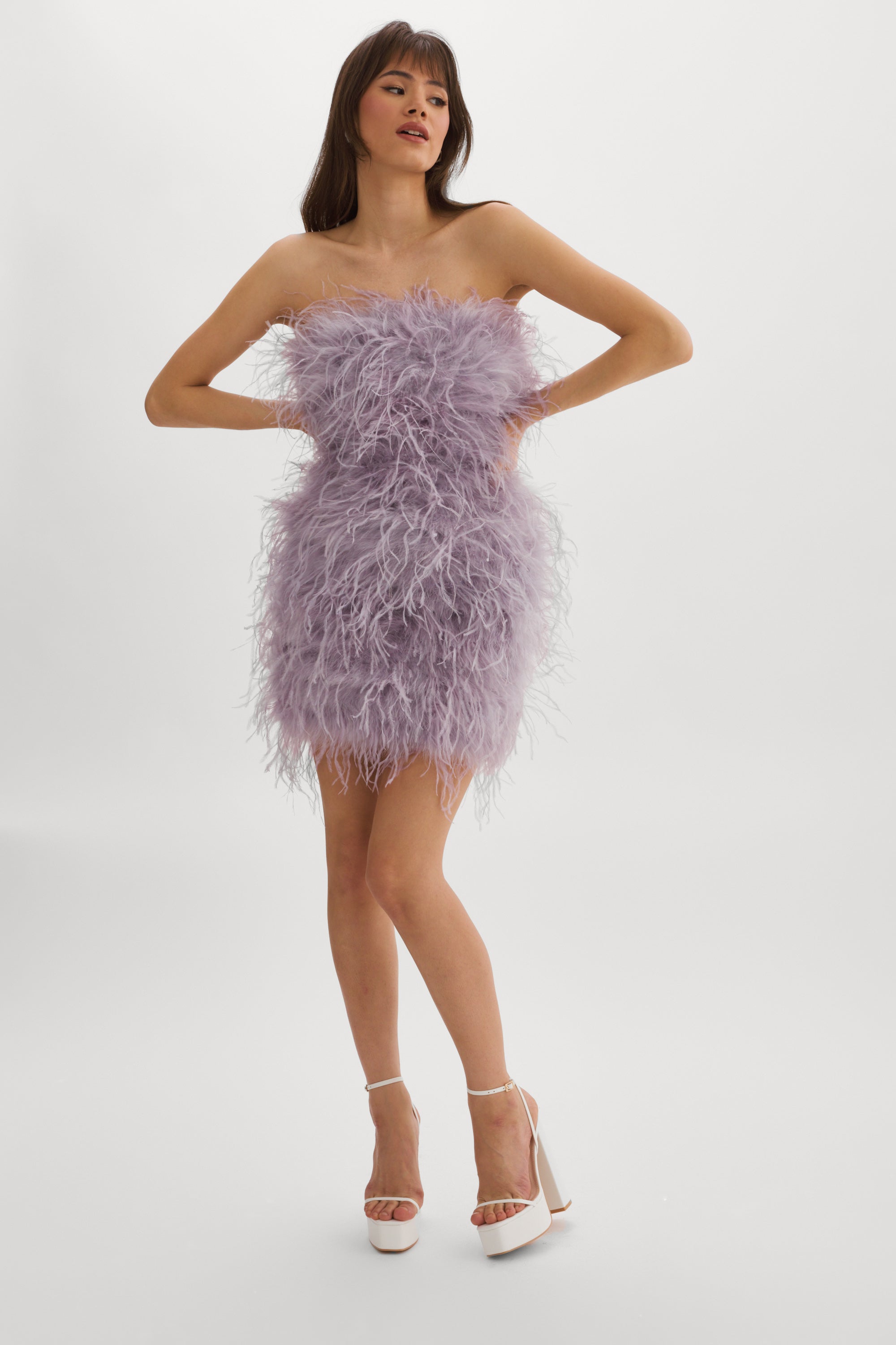 Lamarque Triana | Feather Dress - Lavender - Large Lamarque Triana | Feather Dress - Lavender - Large