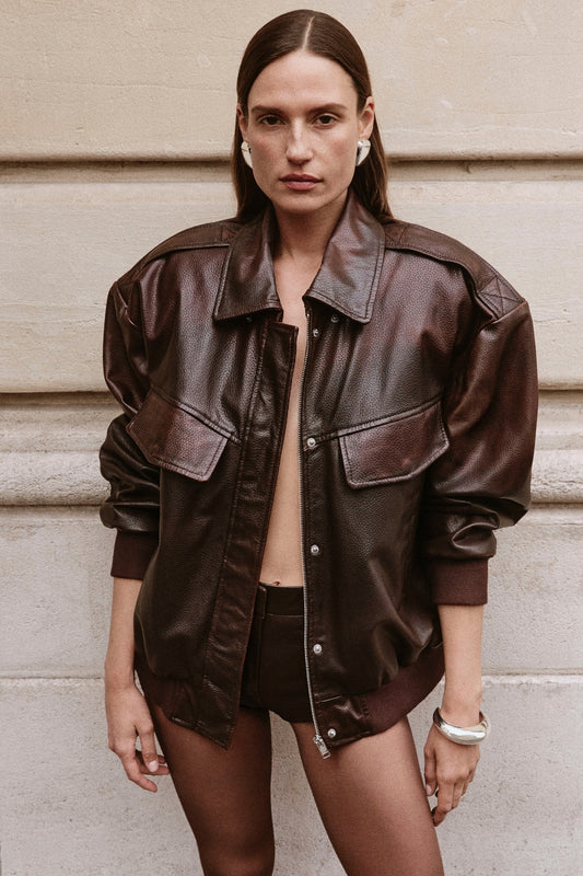 TREVANNA | Leather Bomber Jacket