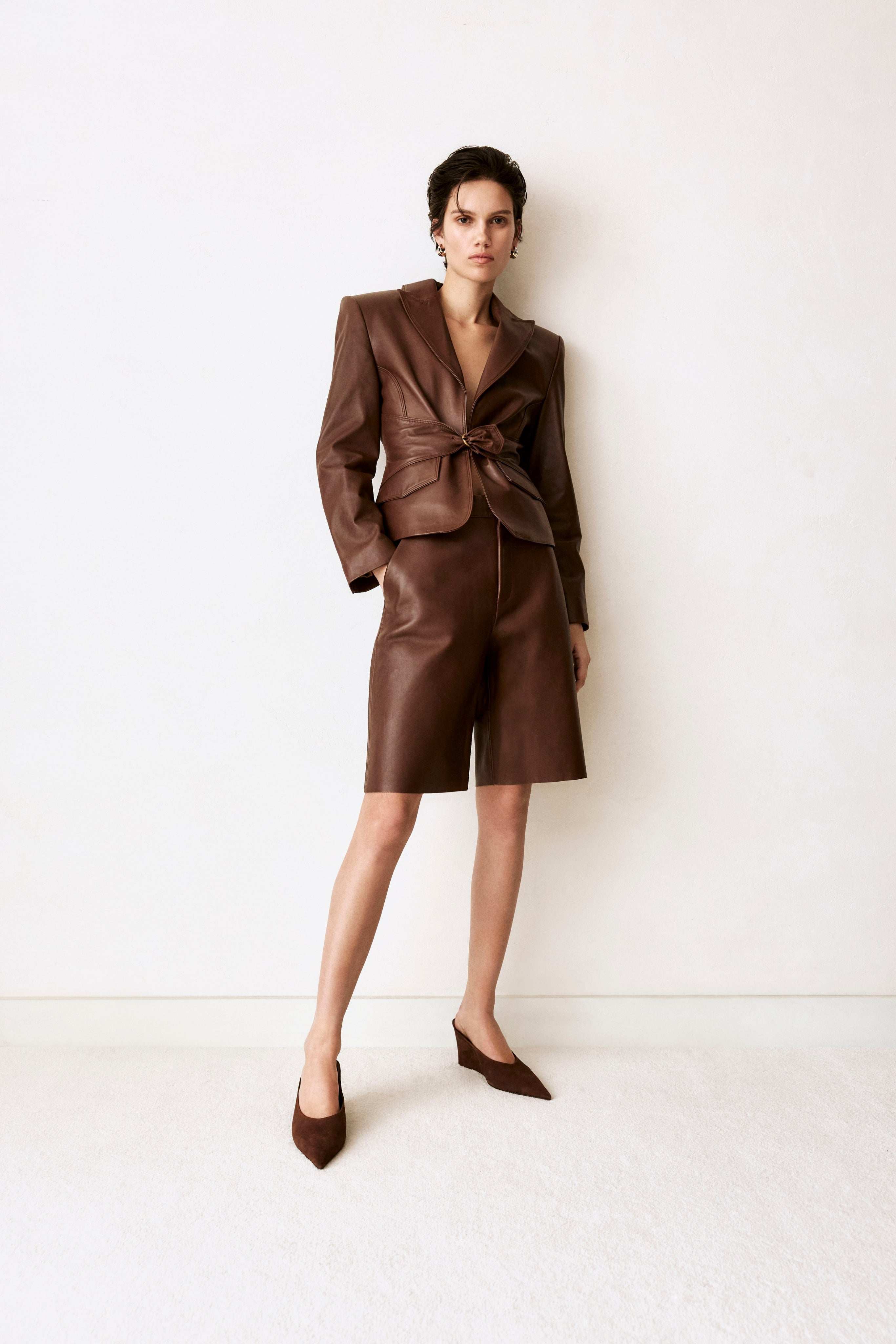 WILEY | Belted Leather Blazer