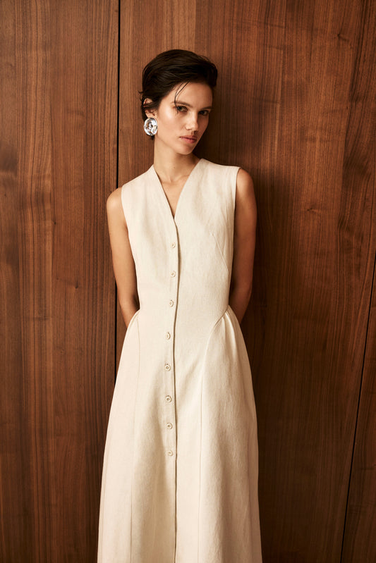 TAMIKA | Linen Blend Twill Dress