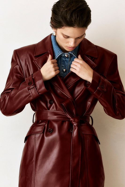 IOLANTHE | Faux Leather Trench Coat