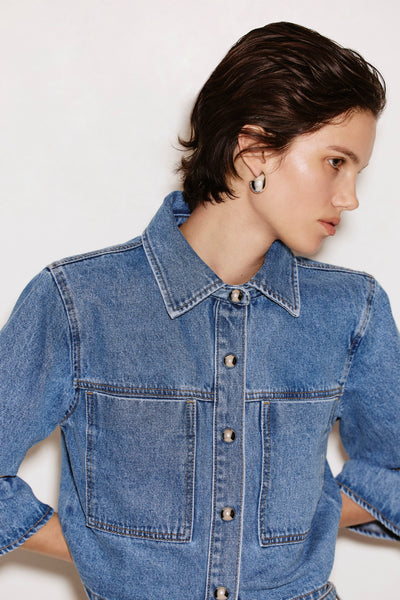 CAROLINA D | Ruffle Sleeve Denim Jacket