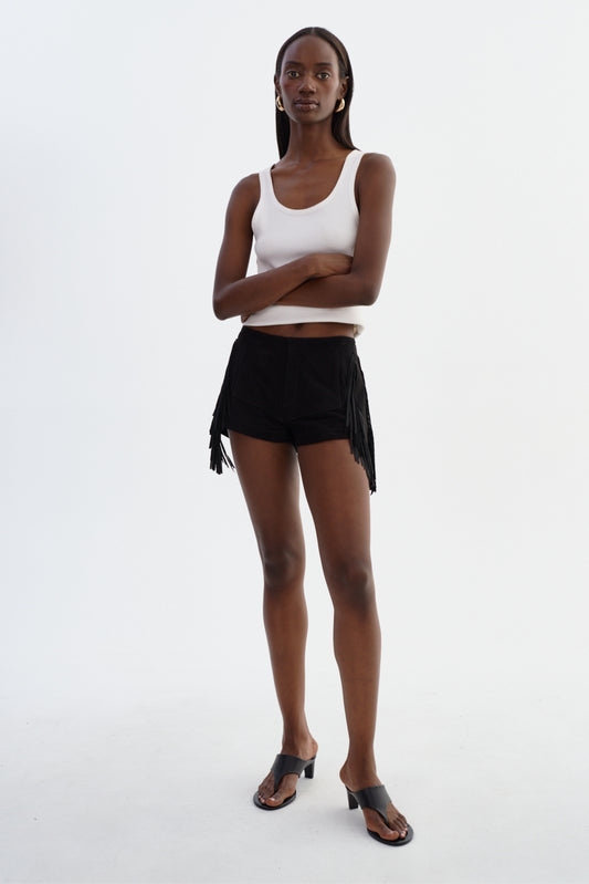 WILLA | Suede Fringe Shorts
