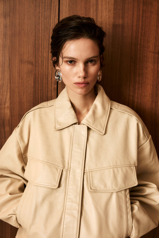 TREVANNA | Leather Bomber Jacket