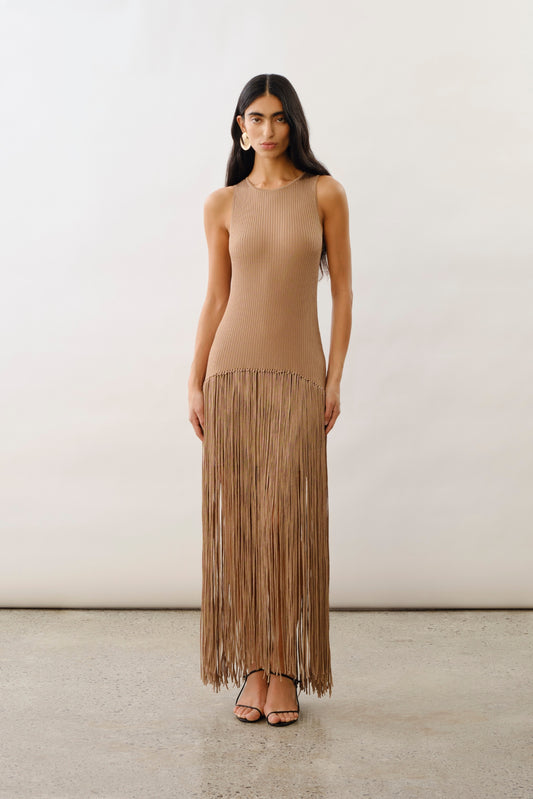 ADELITA | Shimmery Rib Knit Maxi Dress