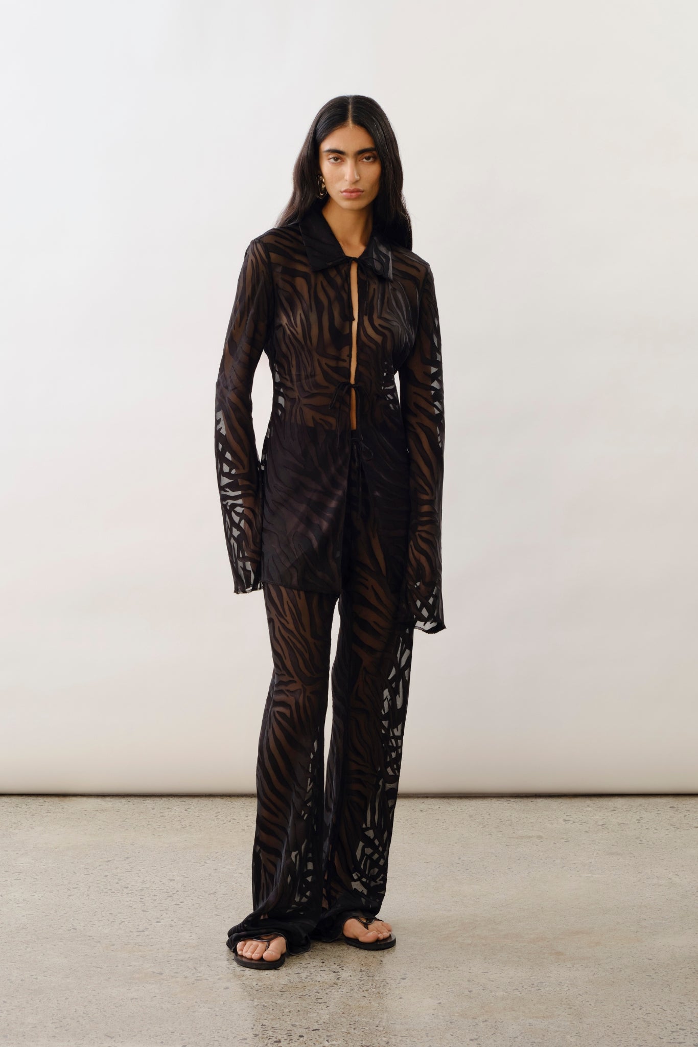 BECKY | Pantalon Semi-Transparent Zébré