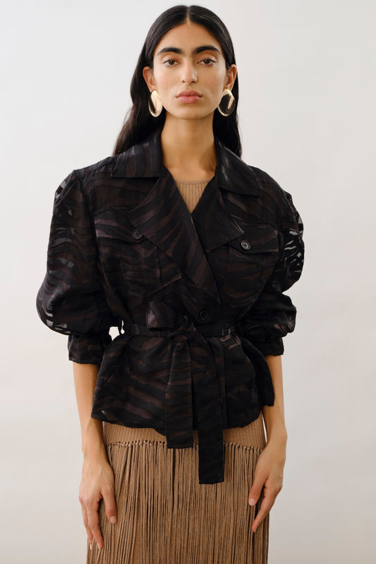 MARKEESA | Veste trench semi-transparente zébrée