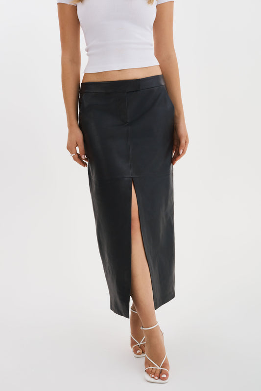 ABIA | Low Waist Leather Maxi Skirt