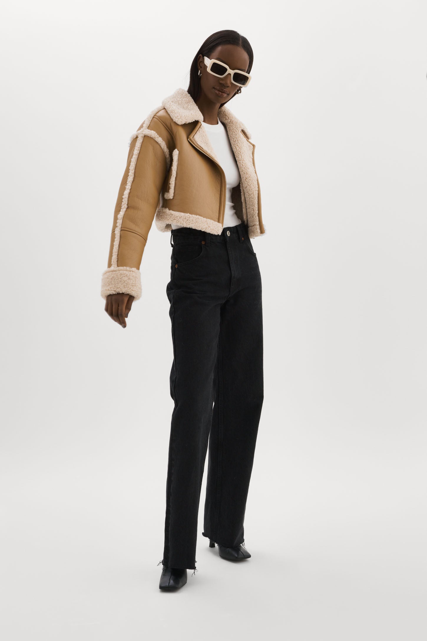 ADRINA | Veste courte en fausse peau de mouton