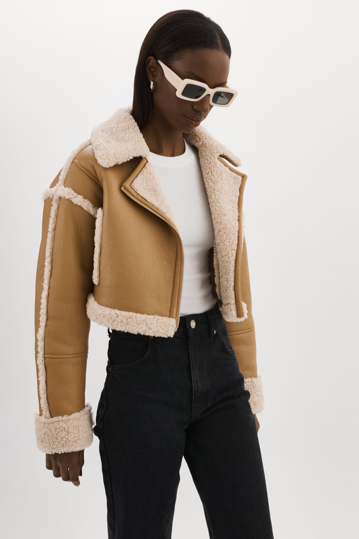 ADRINA | Veste courte en fausse peau de mouton