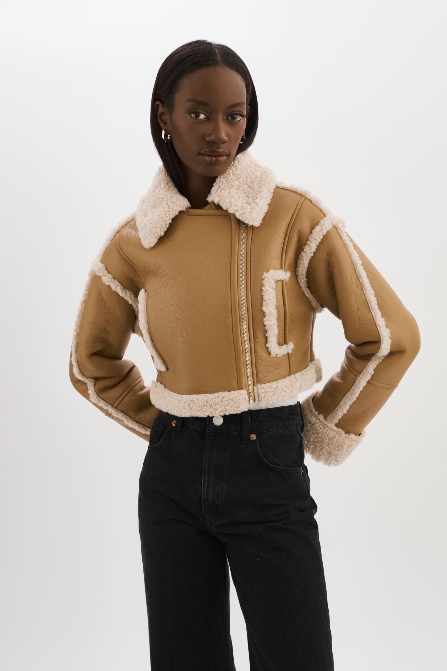 ADRINA | Veste courte en fausse peau de mouton