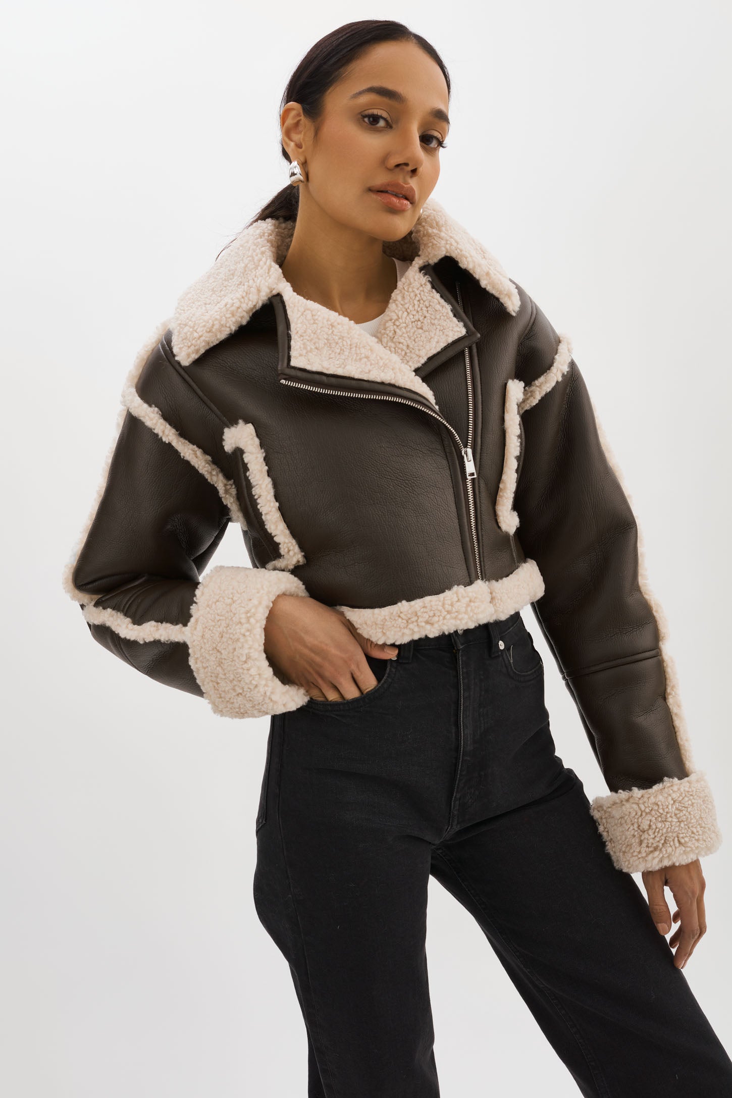 ADRINA | Faux Shearling Crop Jacket – LAMARQUE