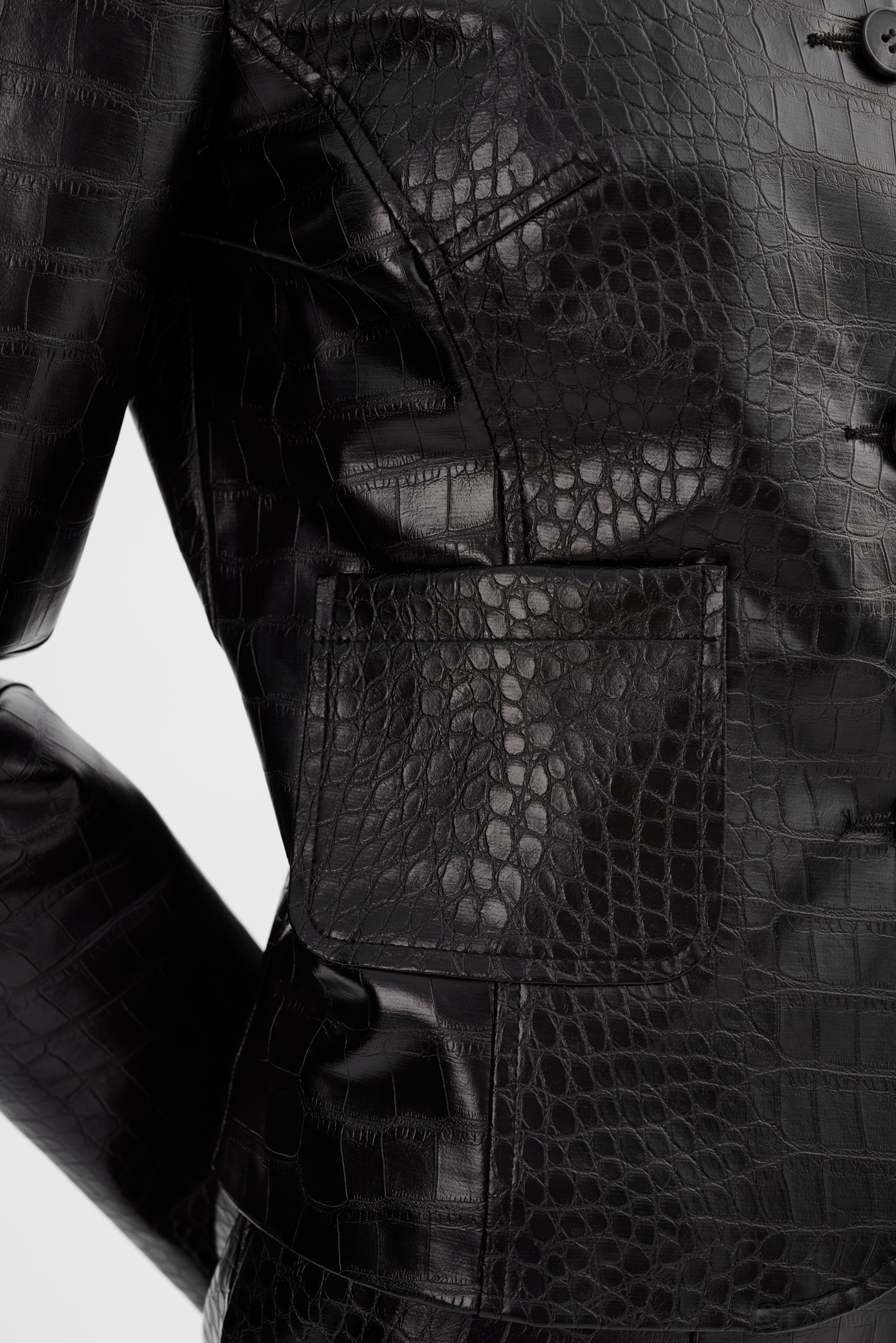AGNES | Faux Leather Croco Jacket