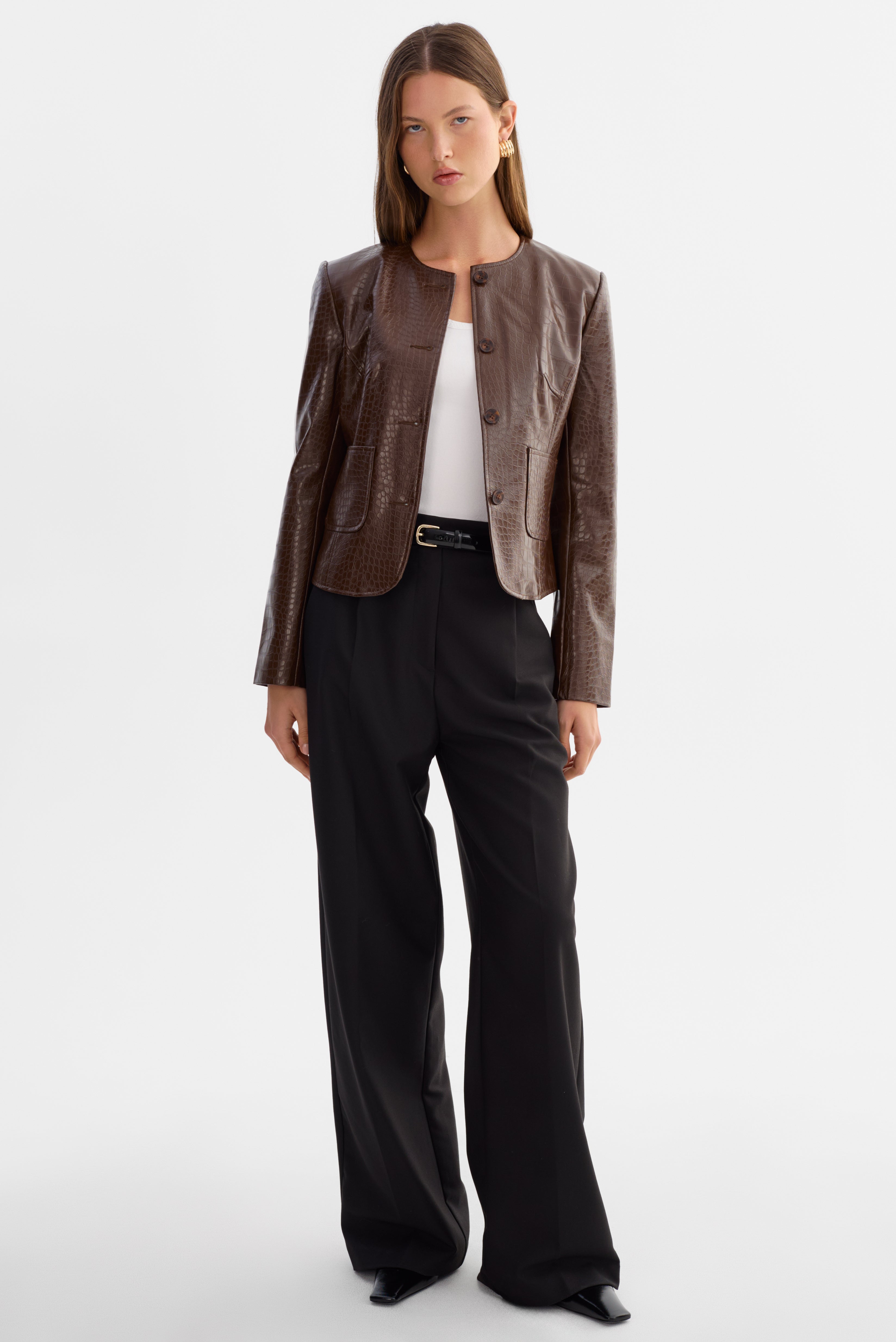 AGNES | Faux Leather Croco Jacket