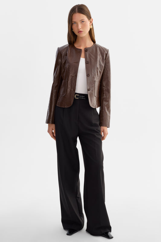 AGNES | Faux Leather Croco Jacket
