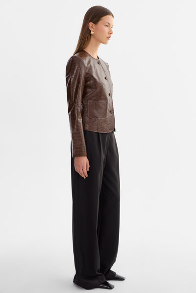 AGNES | Faux Leather Croco Jacket