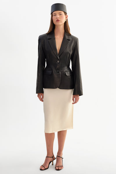 ALESHA | Hourglass Leather Blazer