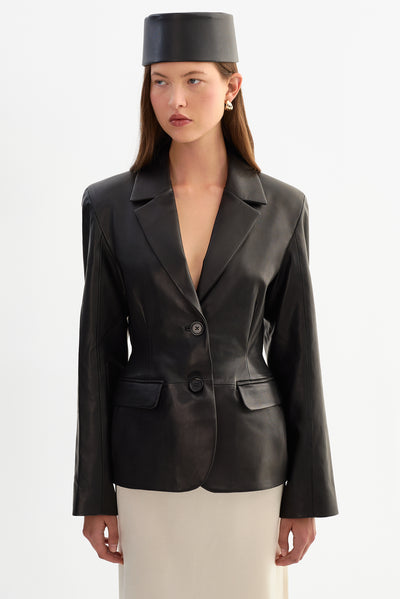 ALESHA | Hourglass Leather Blazer