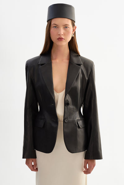 ALESHA | Hourglass Leather Blazer