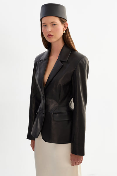 ALESHA | Hourglass Leather Blazer