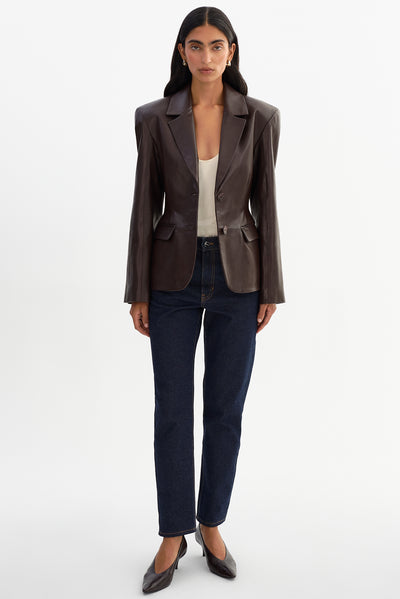 ALESHA | Hourglass Leather Blazer
