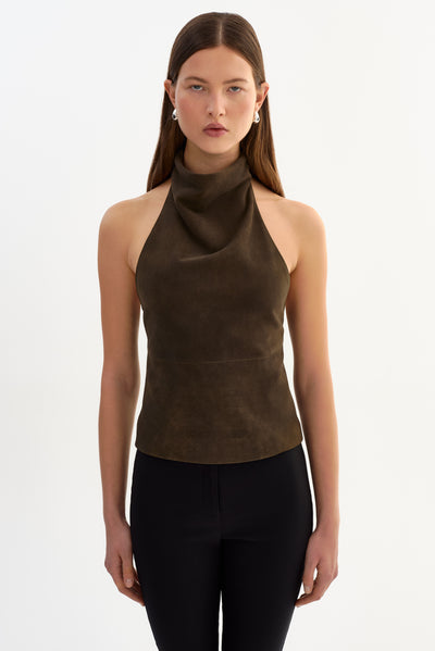 ALVA | Halterneck Suede Top