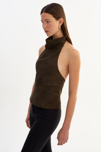 ALVA | Halterneck Suede Top
