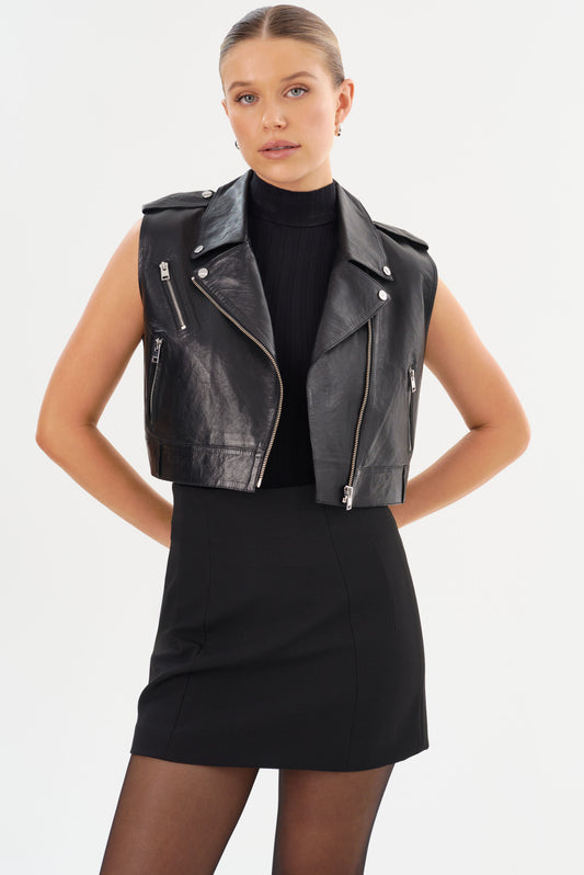 AMALIA | Gilet motard en cuir