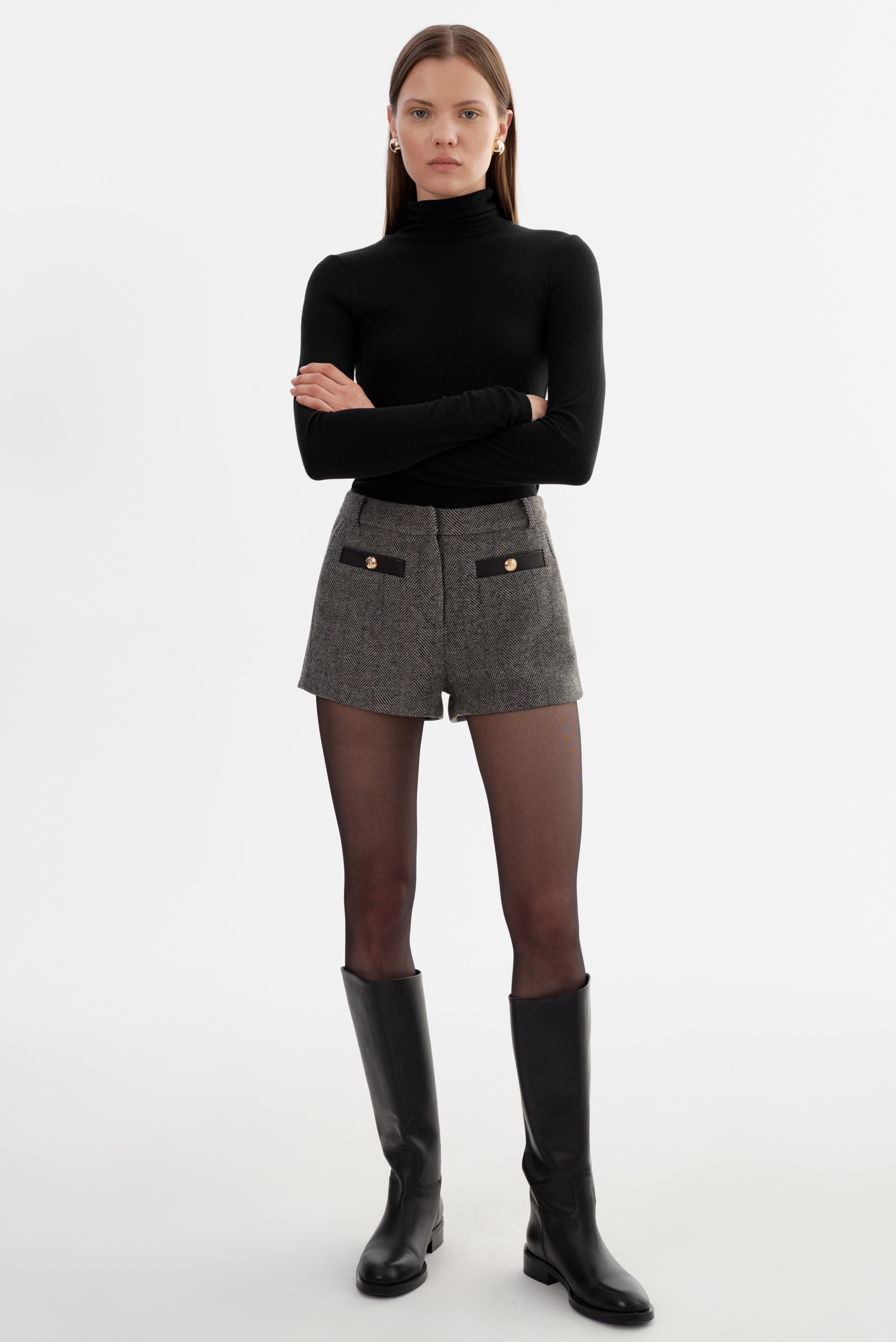 AMRITA | Herringbone Mini Shorts